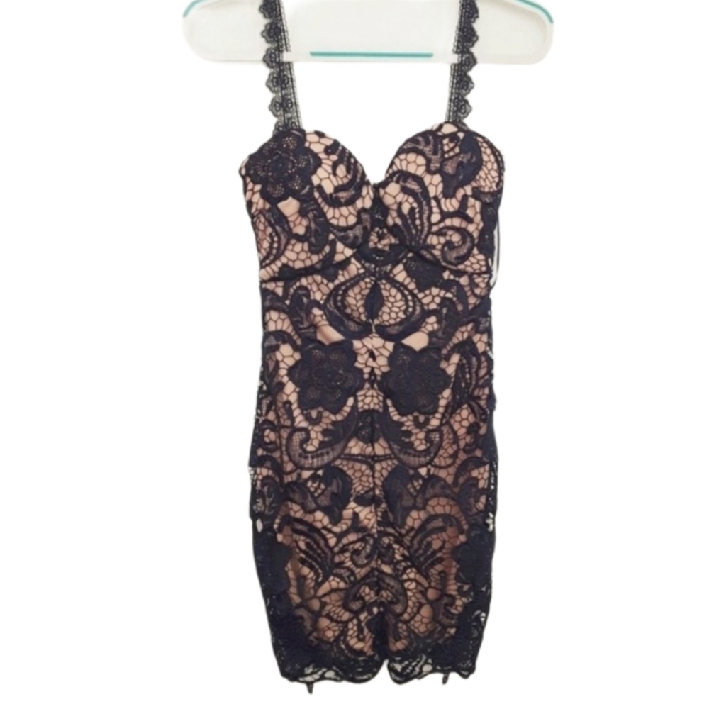 Boohoo Danity Navy Blue Lace Strap Dress NWT Sz M